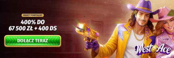 Baner promocyjny West Ace Casino z logo marki na granatowym tle